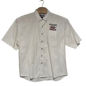 Vintage Brickyard 400 Button Up Shirt Men's XL 1996 Short Sleeve Embroidered